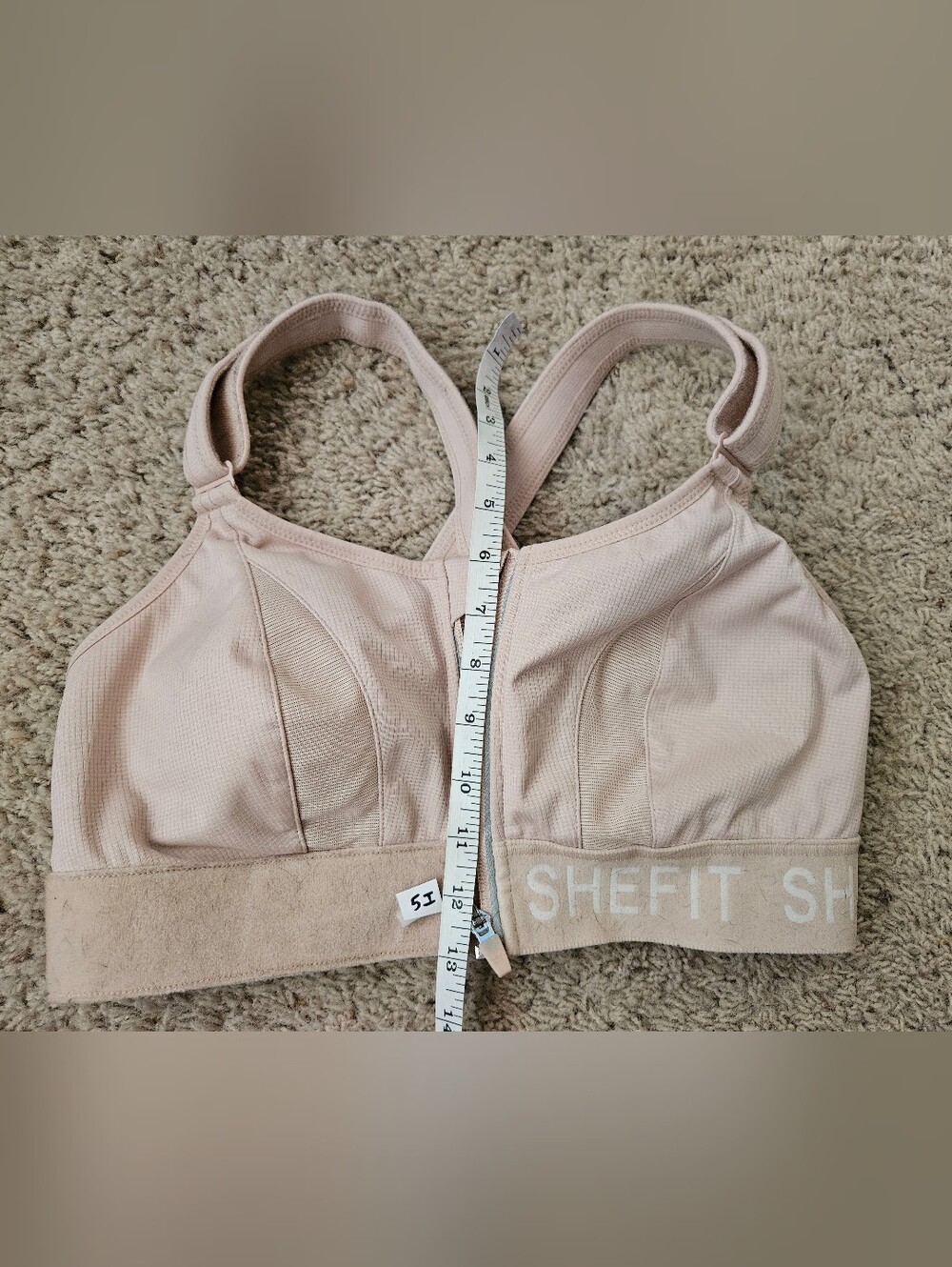 SheFit High Support Front-Zip Sports Bra - Light Pink